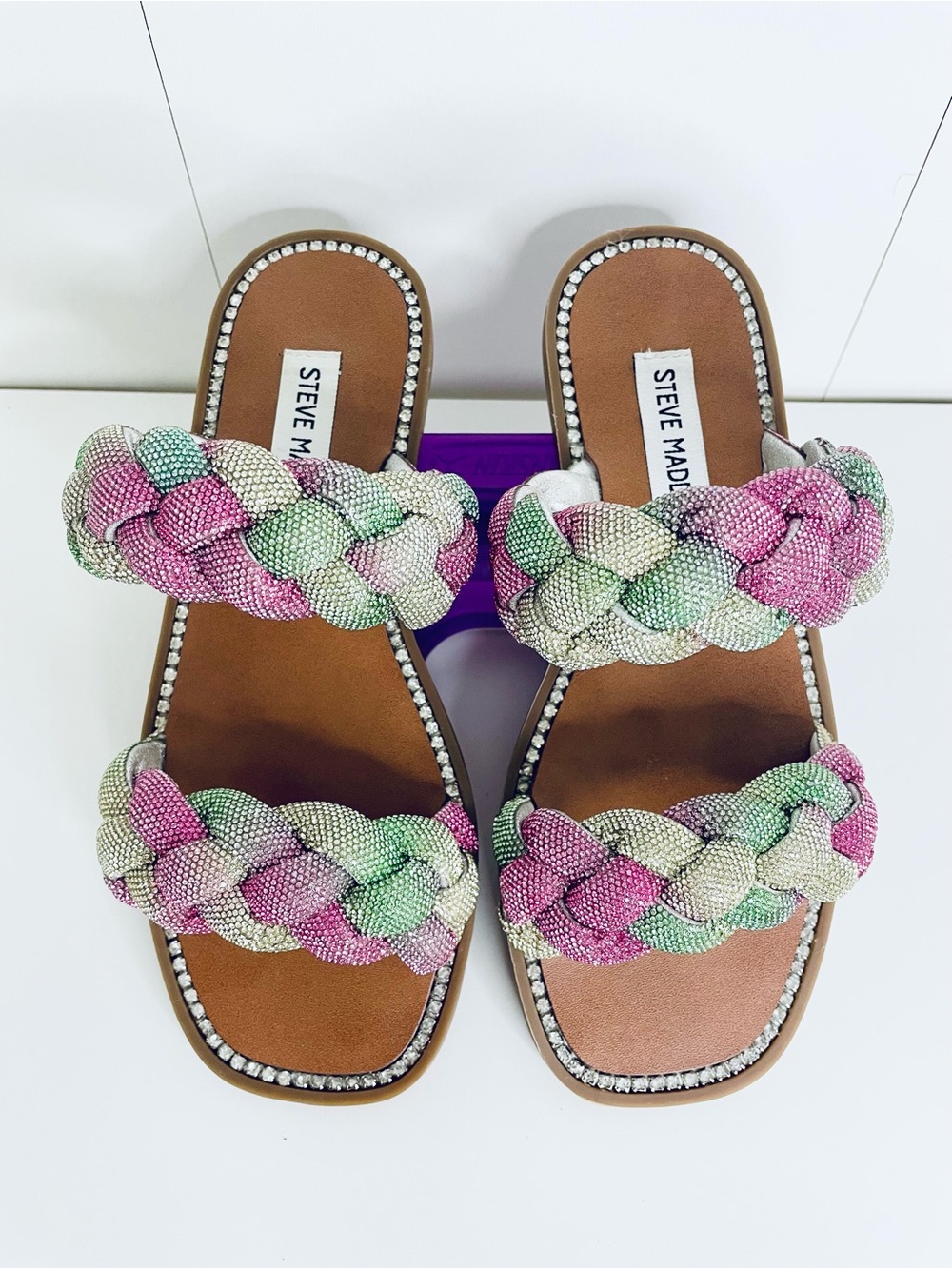 Steve Madden Braided Beaded Slide Sandals